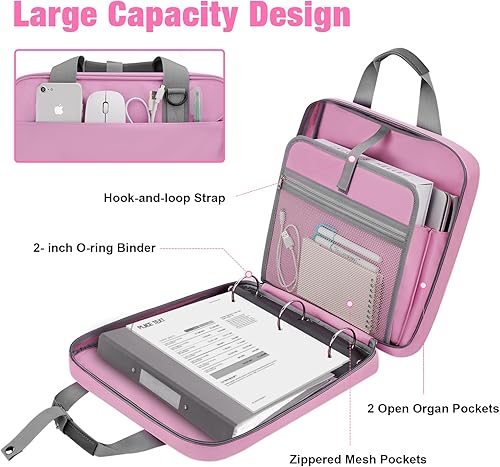 Miniatura 2 de Carpeta escolar con cremallera, 3 anillos de 2 pulgadas, capacidad para 500 hojas, con cremallera para niñas y niños, compatible con MacBook de 13
