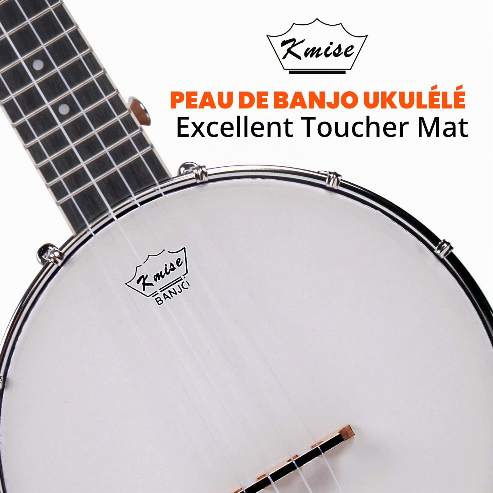 Kmise Ukulélé banjolele ténor 4 cordes 66 cm avec sac, accordeur, sangle, règle, clé à pont, jaune brunâtre