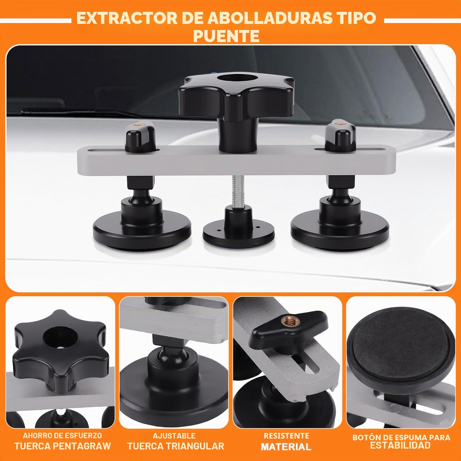 KAOLALI Kit de Extractor de Abolladuras de Coche, 78Pcs Kit de reparación de abolladuras, con Extractor de Abolladuras Dorado de Puente y Pistola de Pegamento para Reparación de Abolladuras de Coche