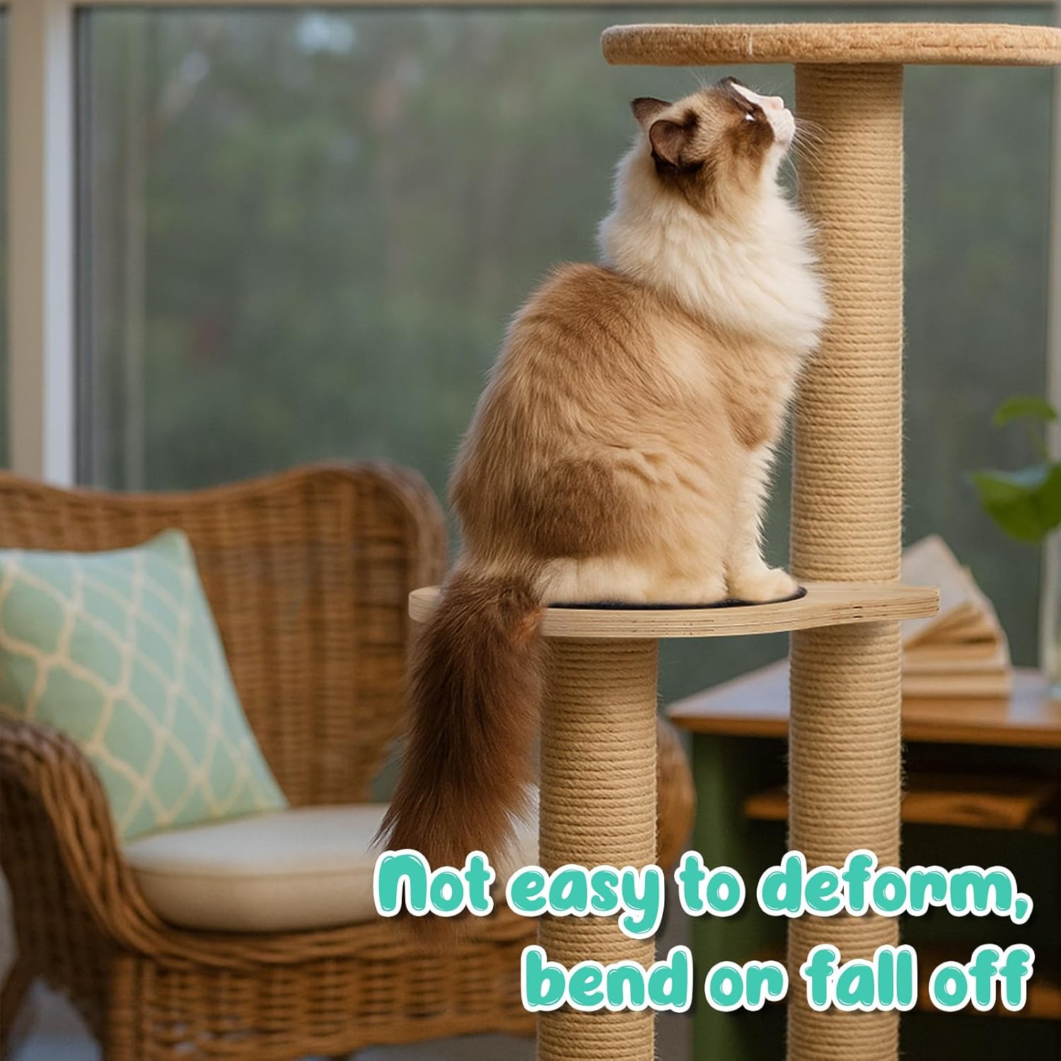 Dansydaisy 3 Pack 17.32" x 13.78" Cat Tree Attachments Accessories Tower Replacement Platform Soft Felt Blanket Wooden Perch Step Handwoven Hemp Rope Scratch for Floor to Ceiling DIY Indoor Cats Tower