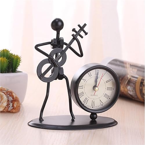 Miniatura 13 de Reloj de estatua de hierro creativo para hombre, arte de hierro, reloj retro personalizado, adornos de escritorio, manualidades para el hogar, sala