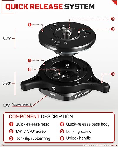 Miniatura 9 de IFOOTAGE Trípode de viaje de 65 pulgadas con placa de liberación rápida, trípode Camrea de fibra de carbono, trípode de video ligero, compatible con