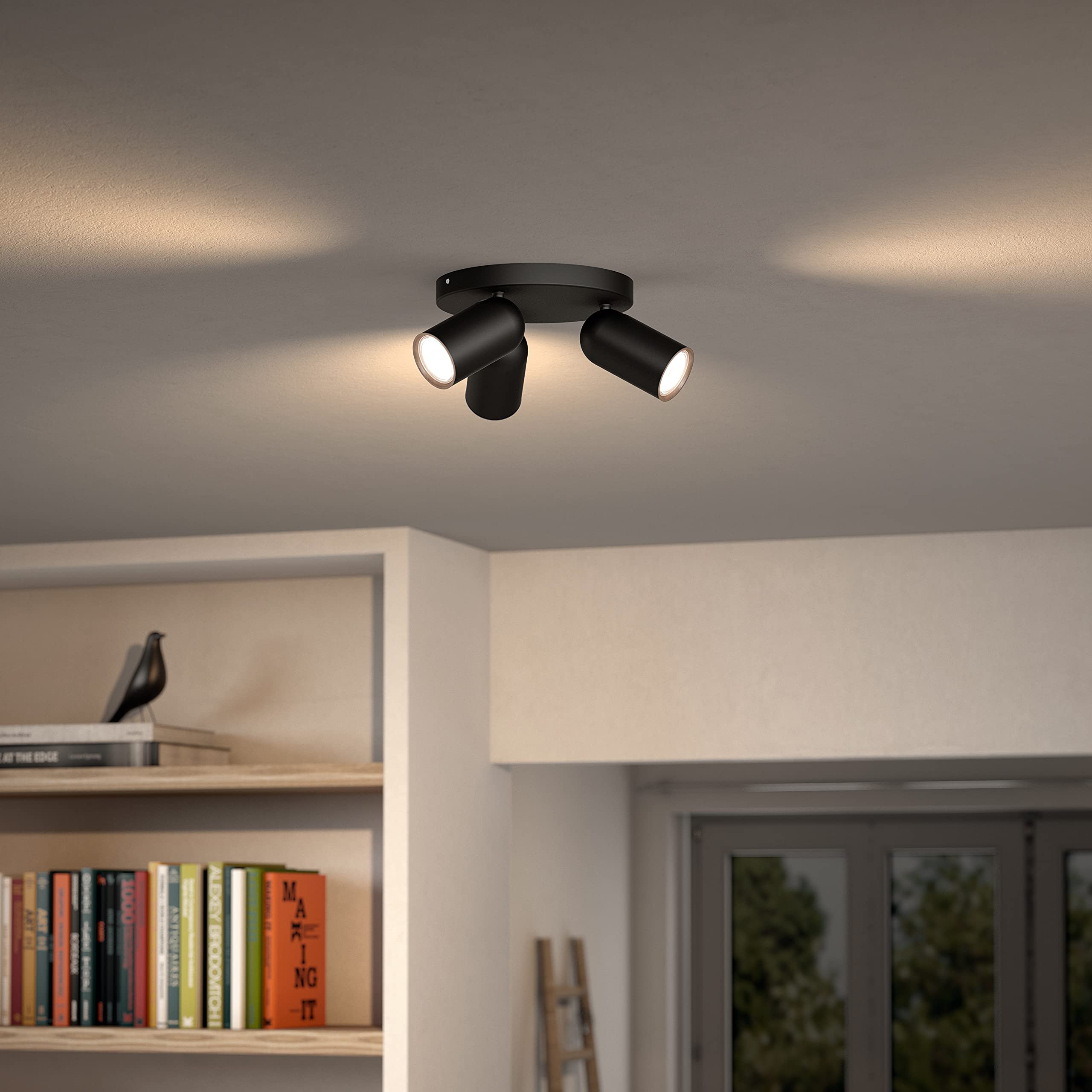 Philips Hue Pongee Aufbaustrahler (Schwarz) - Warm bis Kaltweißes Licht - inkl. Hue Dimmschalter - Deckenstrahler 3 Flammig - GU10 - Hue White Ambiance