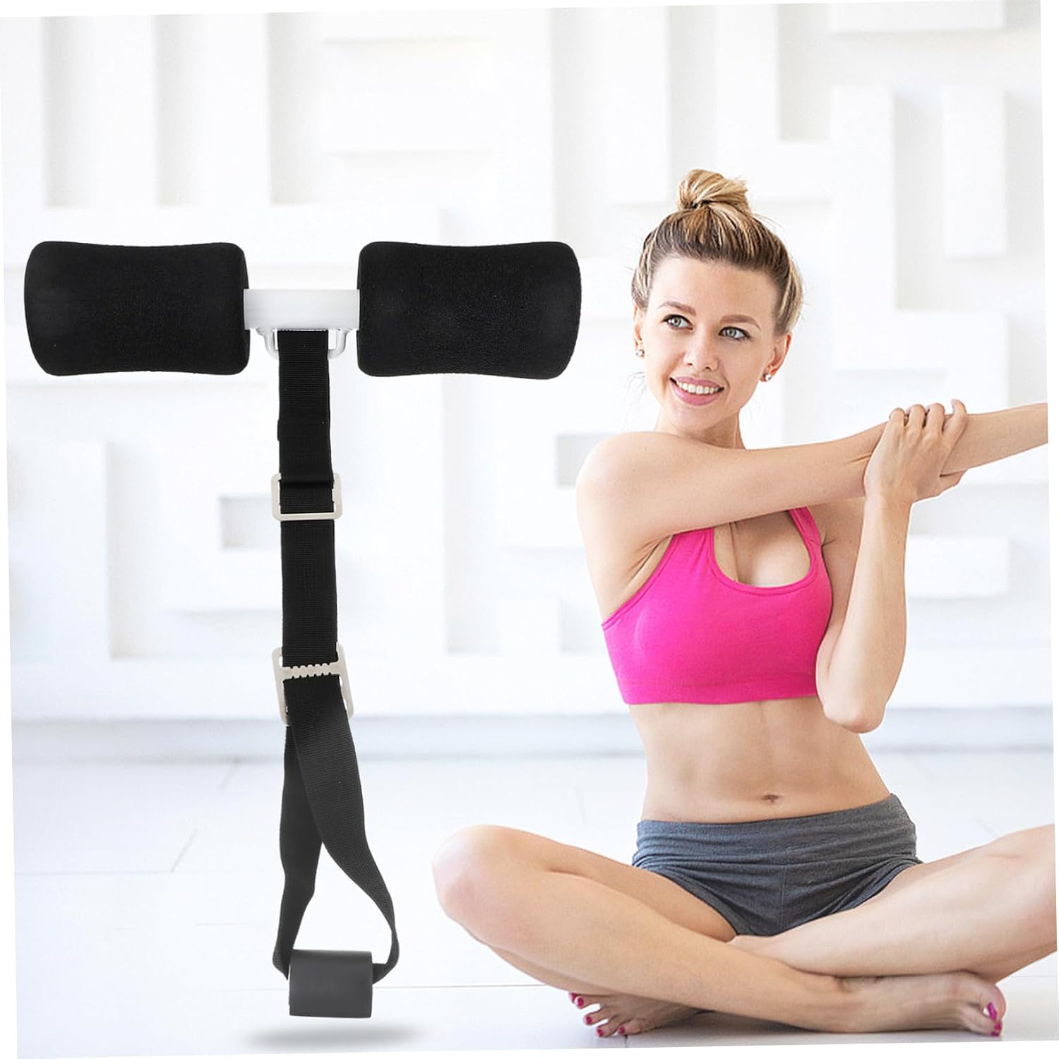 Bed Strapped Sit up Bar Abdominal Trainer for Stomach Workout Home Gym Equipment