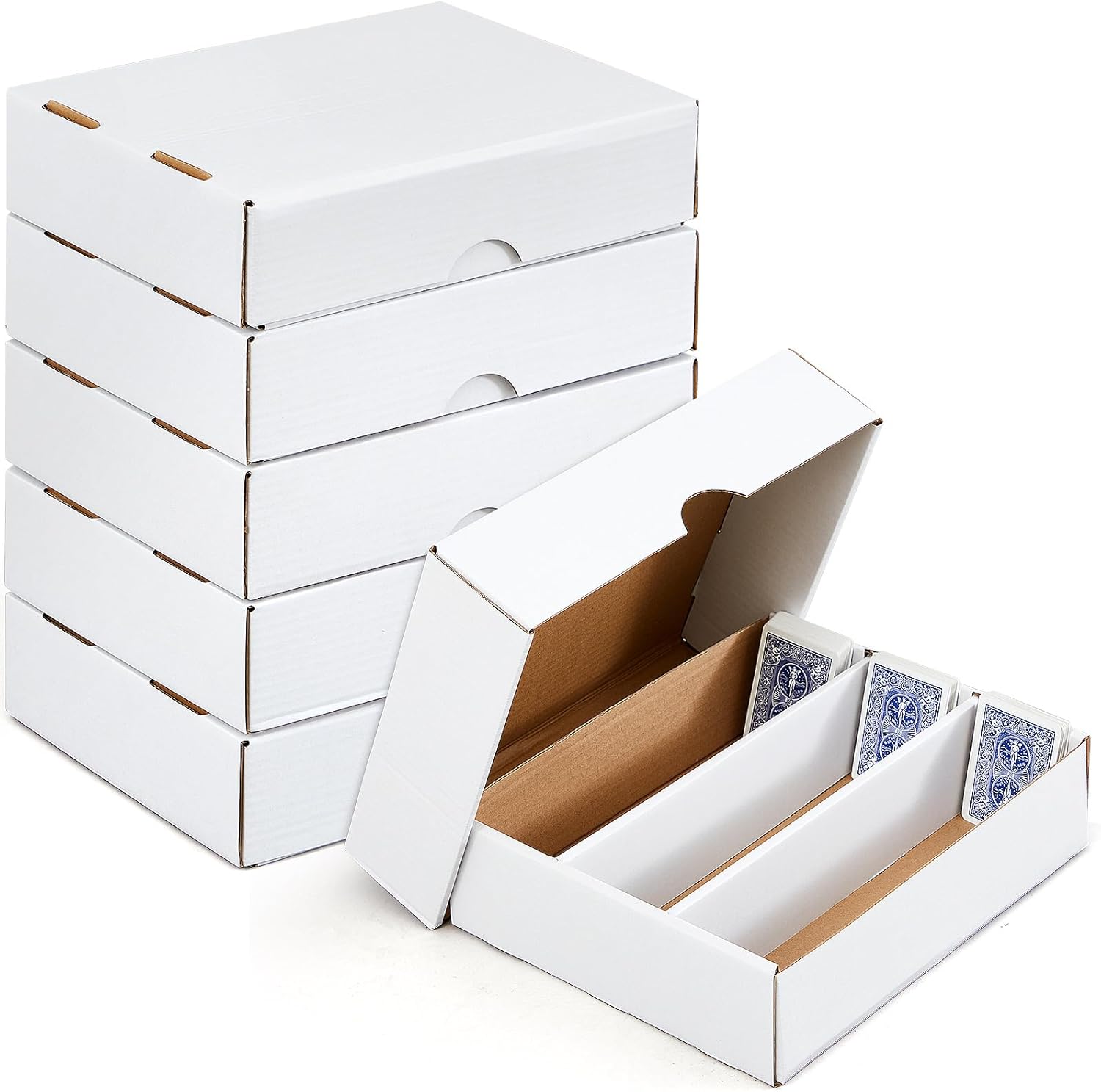 Yexiya 6 Pack 2340 Count Trading Gaming Card Storage Box Row Cardboard Storage Boxes White Trading Cards Box for Gaming Baseball Football Sport Collecting Supplies(13.2 * 10.4 * 3.4 Inches) 13.2 x 10.4 x 3.4 Inches