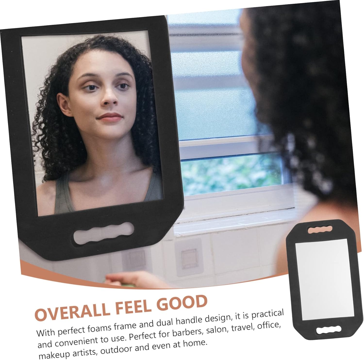 High Density Foam Frame Makeup Mirror Rectangular Unbreakable Salon Mirror for Barbers and Beauty Artists Lightweight Protective Frame for Home and Travel Use