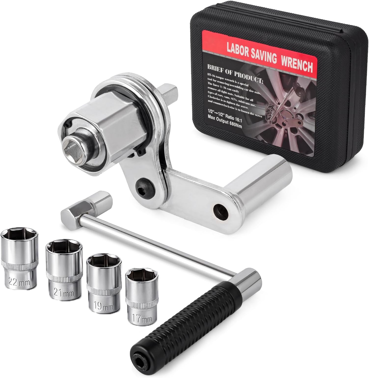 COTOUXKER Torque Multiplier, Heavy Duty Torque Multiplier Wrench Set for Lug Nut Remover 1/2 Driver 1:16 Labor Saving Wrench
