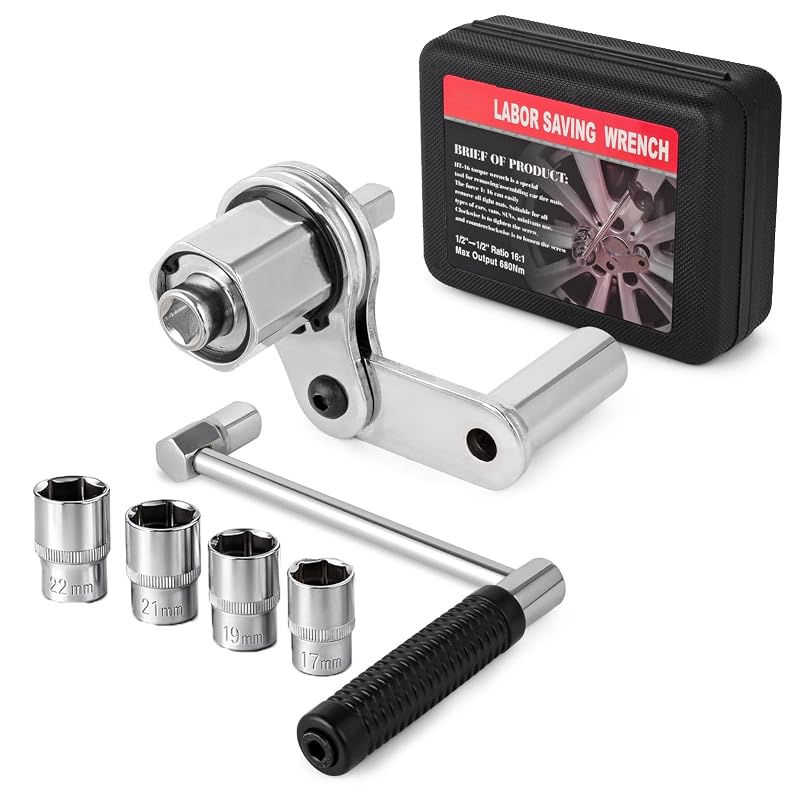Multiplicador de Torque Manual COTOUXKER 1:16 com Soquetes de 17, 19, 21 e 22 mm e Estojo HL165
