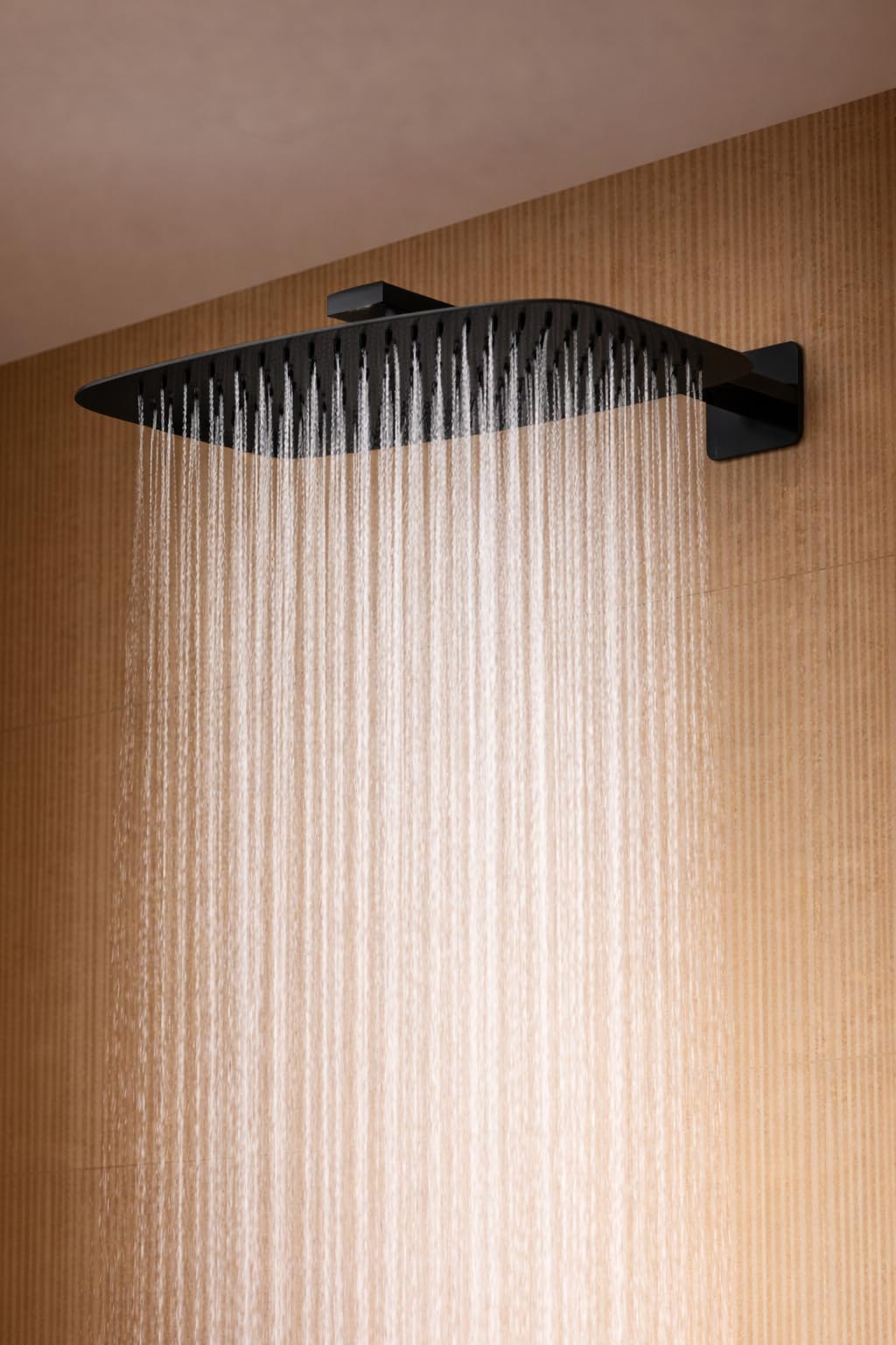 IMEX Conjunto Ducha Empotrado Termostático Negro mate Toscana GTT064 Grifería con Rociador Efecto Lluvia 25x40 cm Ducha de Baño 2 Vías Set de Ducha Completo