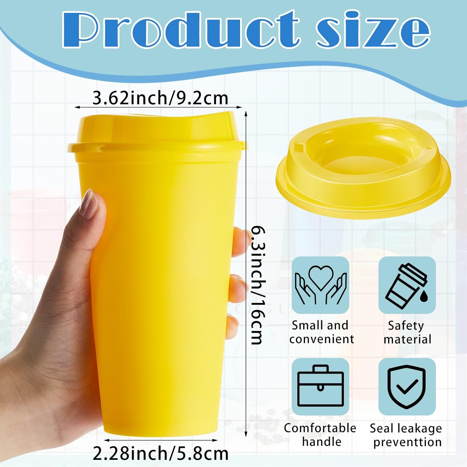12 Pcs Reusable Coffee Cups with Lids 16 oz Travel Hot Cups Microwavable Plastic Tumblers Coffee Mugs Valentines Party Gifts Adult for Hot and Cold Drinks Favors (Bright Colors) - Image 2