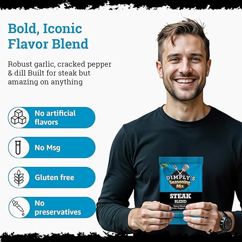 Miniatura 5 de Dimply's Mezcla de condimentos para bistec, adobo y frotado en seco, perfecta para carne, pollo, carne, verduras, tofu, sin gluten, sin conservantes