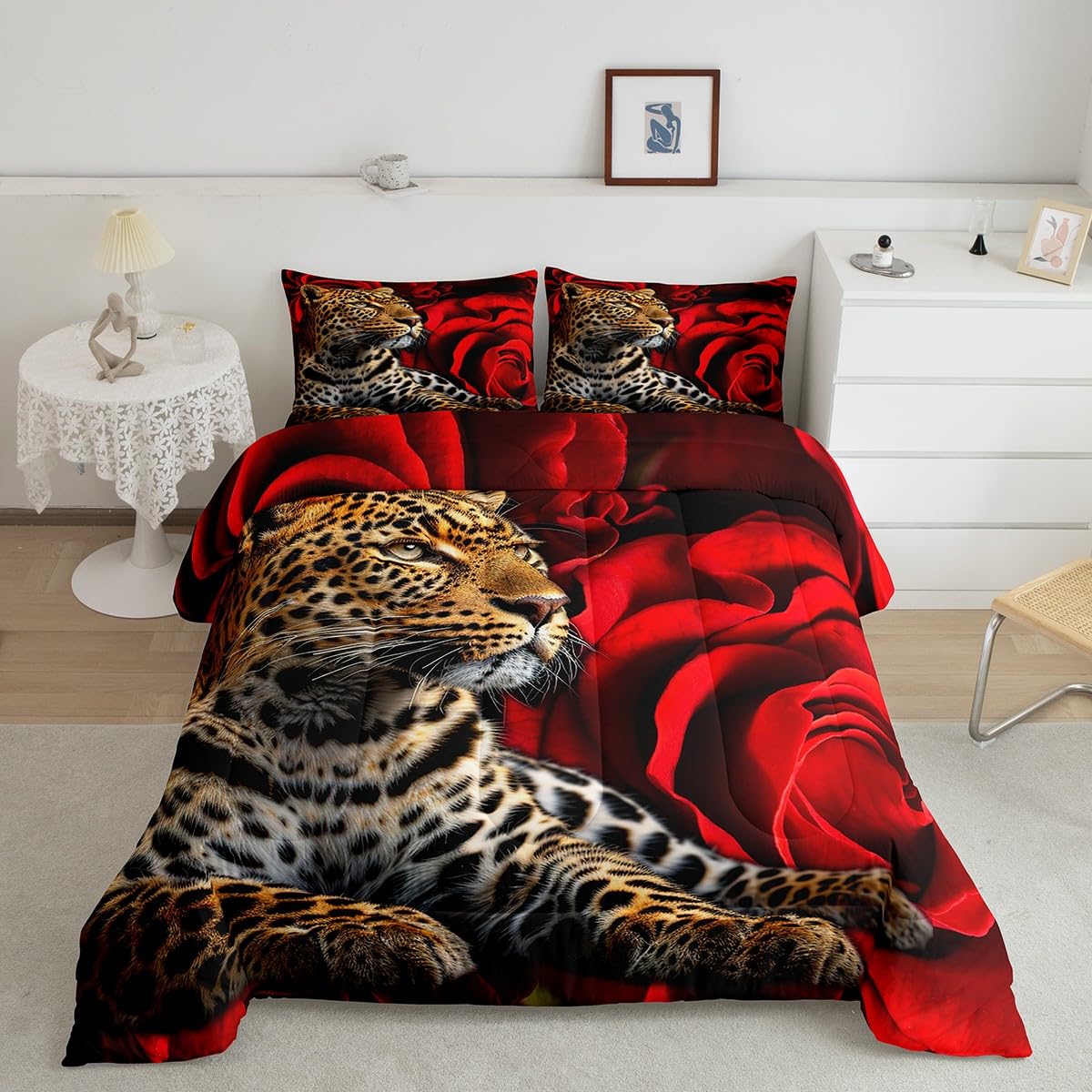 Edredón de leopardo matrimonial ropa de cama safari guepardo niños adolescentes