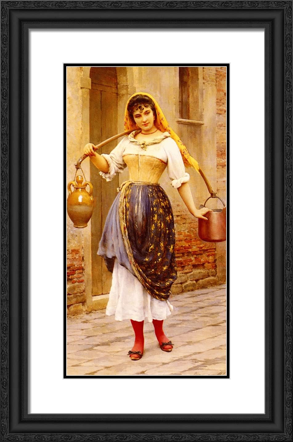 ArtDirect De Blaas, Eugene 17x24 Black Ornate Framed Art Print with Double Matting Titled: Work-ARC-06294