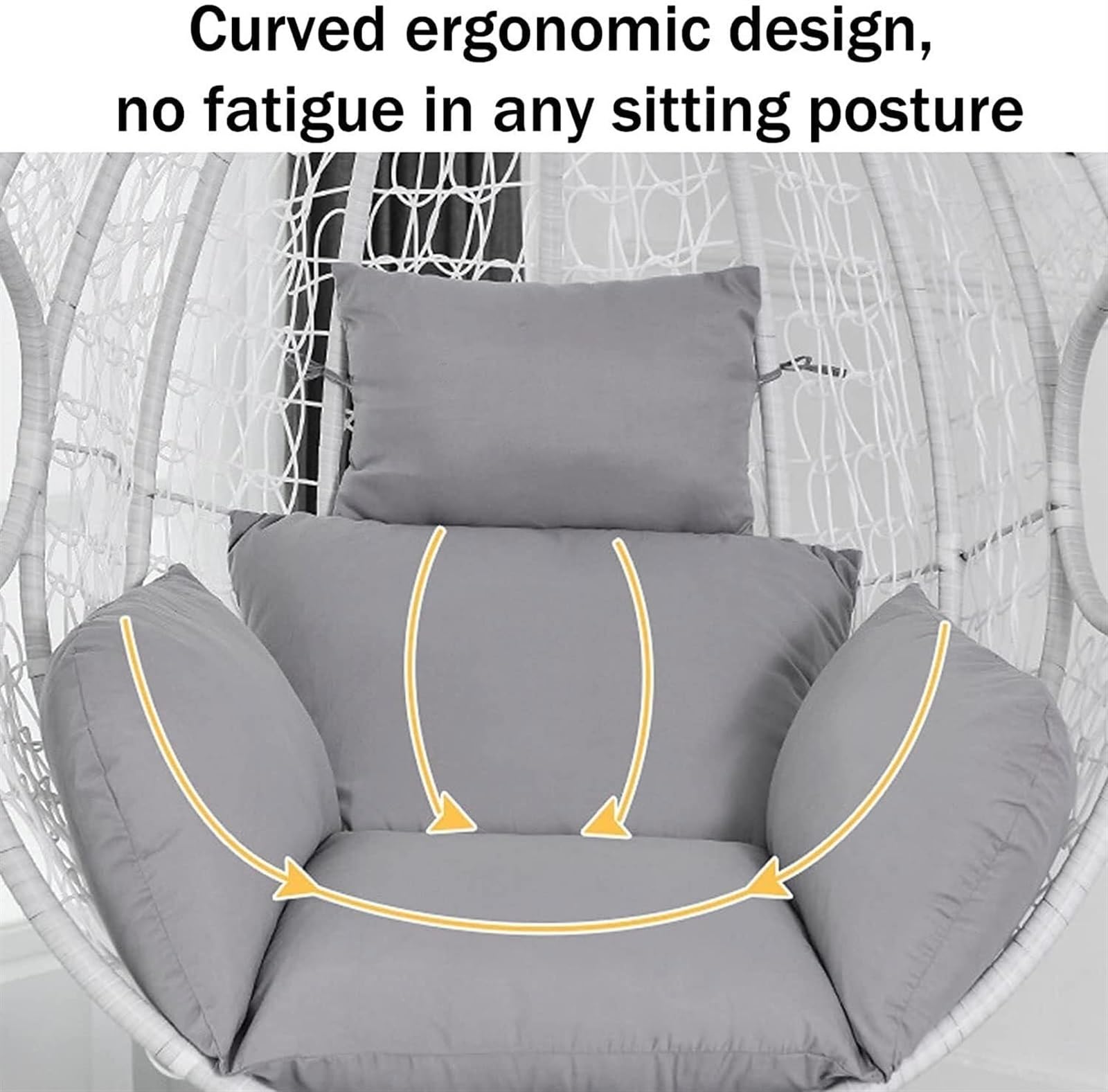 Cojín for silla con forma de huevo con almohada y almohadillas for reposabrazos, cojín grueso for silla mecedora de exterior, cojín colgante de ratán, almohadilla de repuesto for nido de huevo, solo c