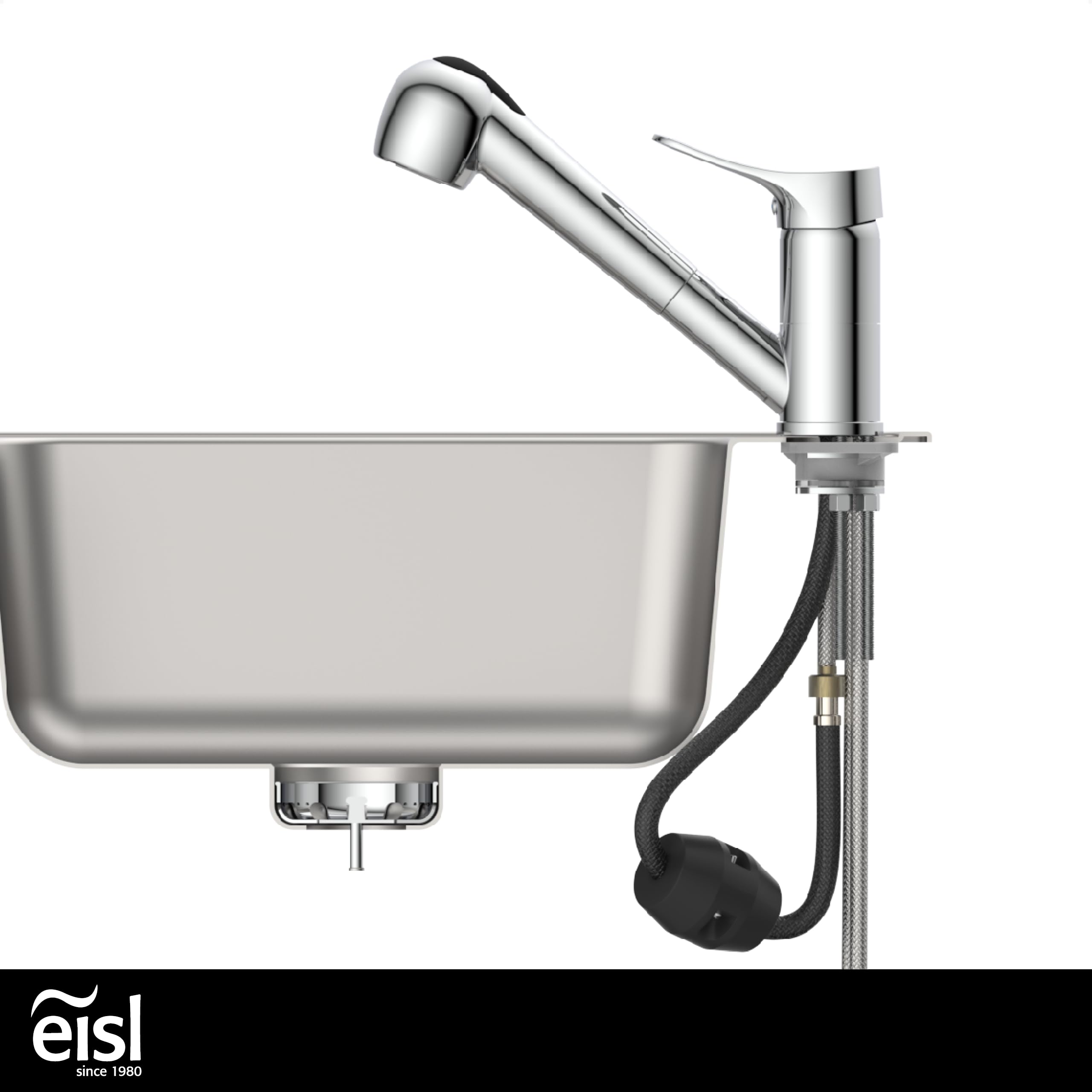 EISL Verona NI183VECR Robinet de cuisine, robinet de cuisine avec douchette extractible, robinet d'évier, chromé