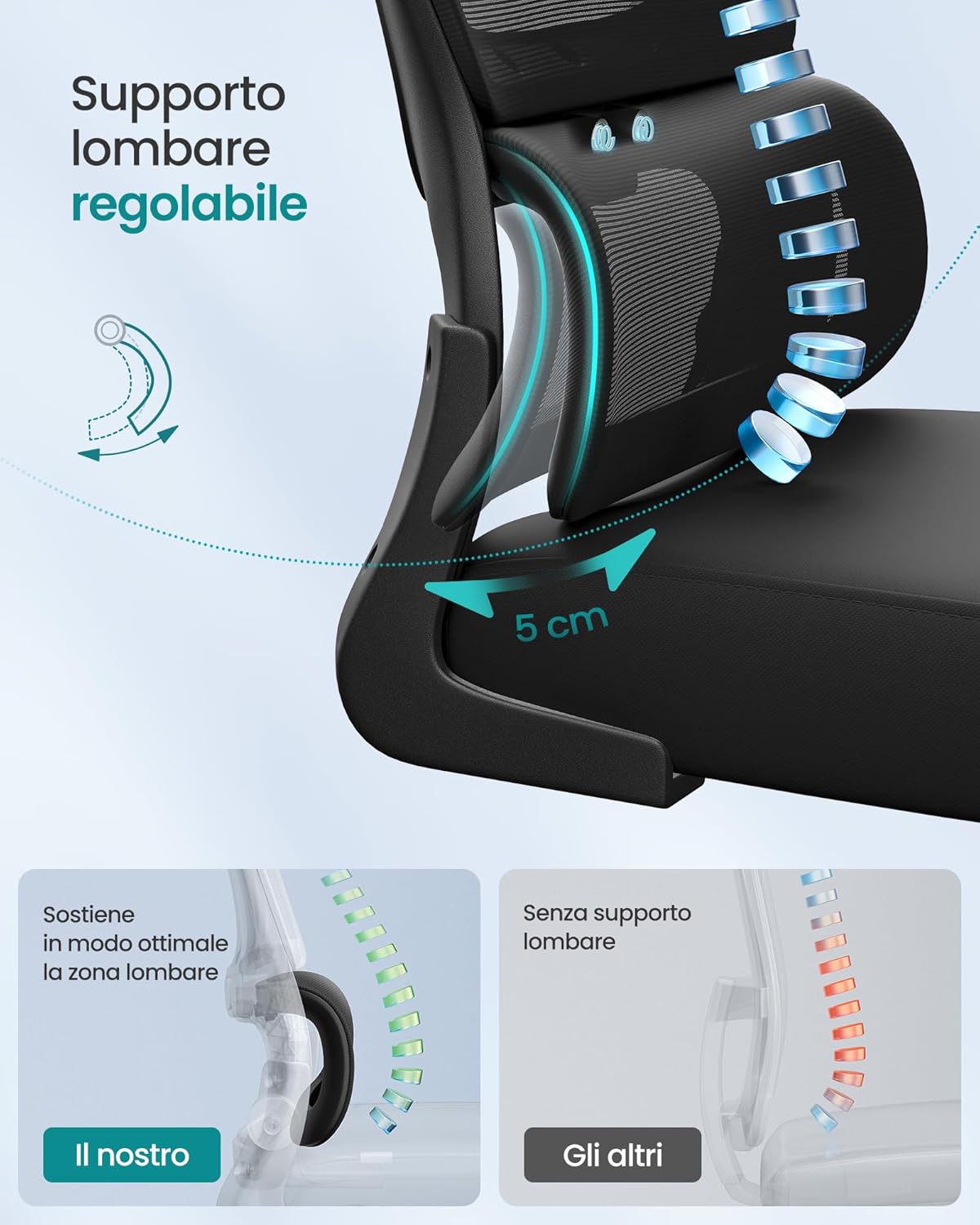SONGMICS Sedia Ergonomica da Ufficio immagine 4