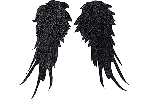 Onwon 1 Pair Black 3D Angel Wings Embroidered Applique