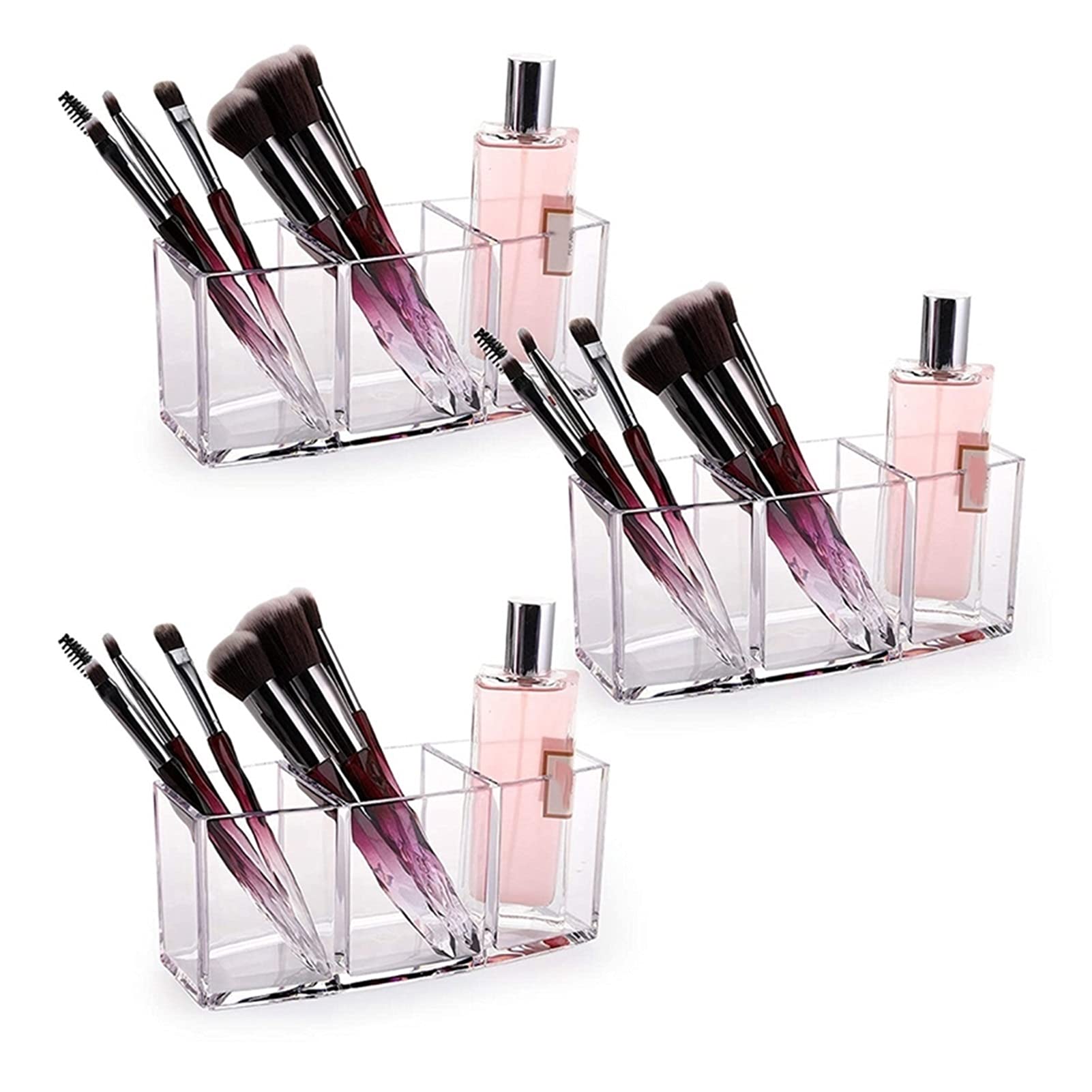 Portapenne Scrivania Portapenne 3 Pack Penna Penna Pennello Brush Holder Organizer 3 Scomparti con Tazza di stoccaggio Holding for Bagno Desktop Porta Matite