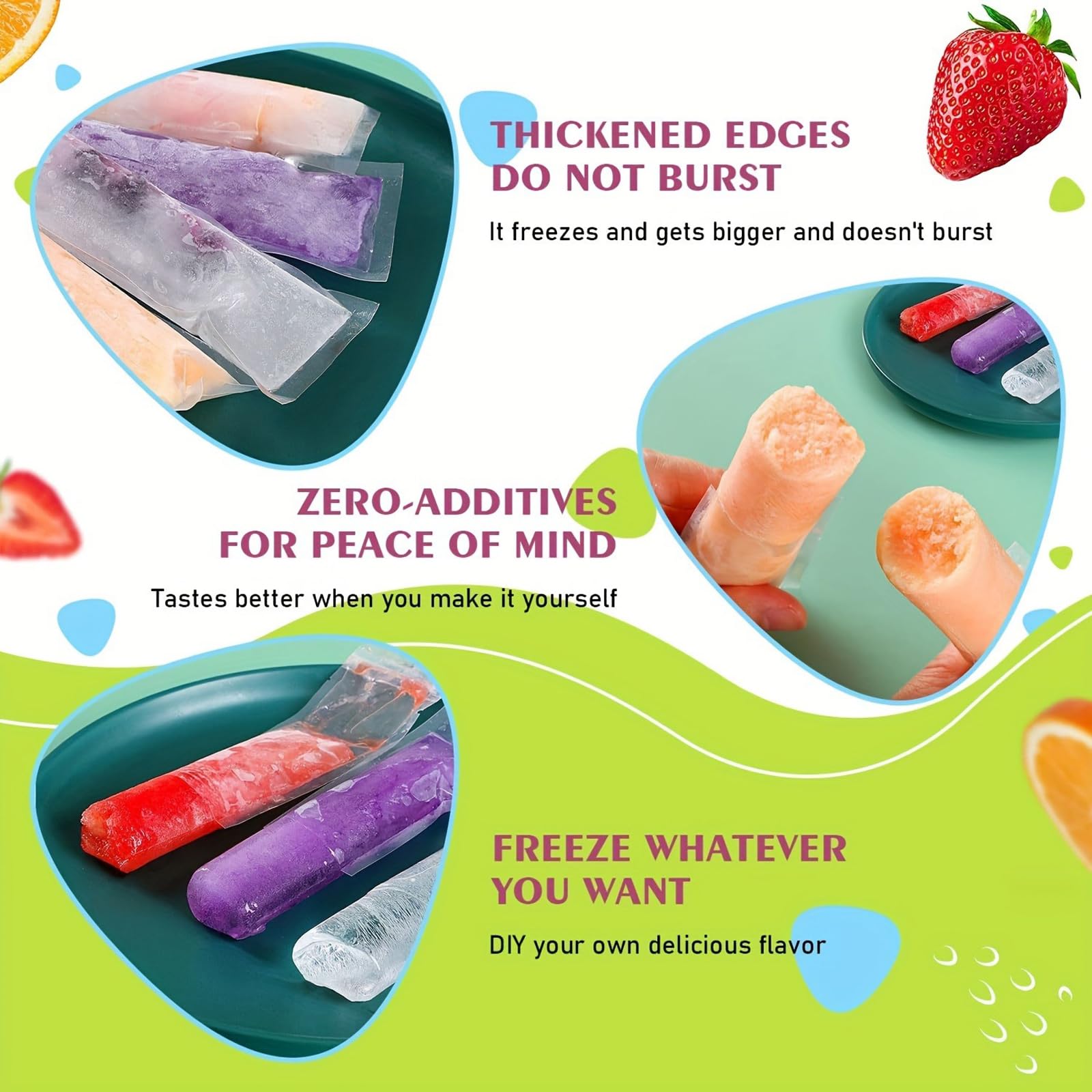 DKDDSSS 100 PCS Sacs Popsicle, Moule à Glace, Sacs De Sucettes Glacées, Popsicle Pochettes, DIY