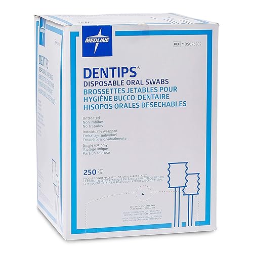 Miniatura 2 de Medline Dentips Hisopos orales desechables, para adultos, sin tratar, azul, 500 unidades