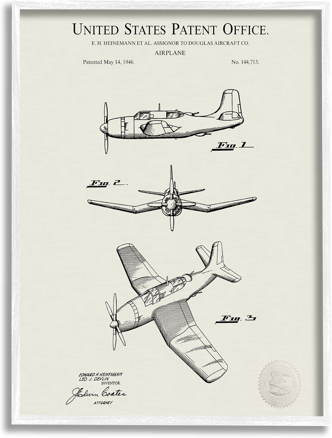 Stupell Industries Detailed Plane Aircraft Chart Framed Wall Art, Design by Karl Hronek