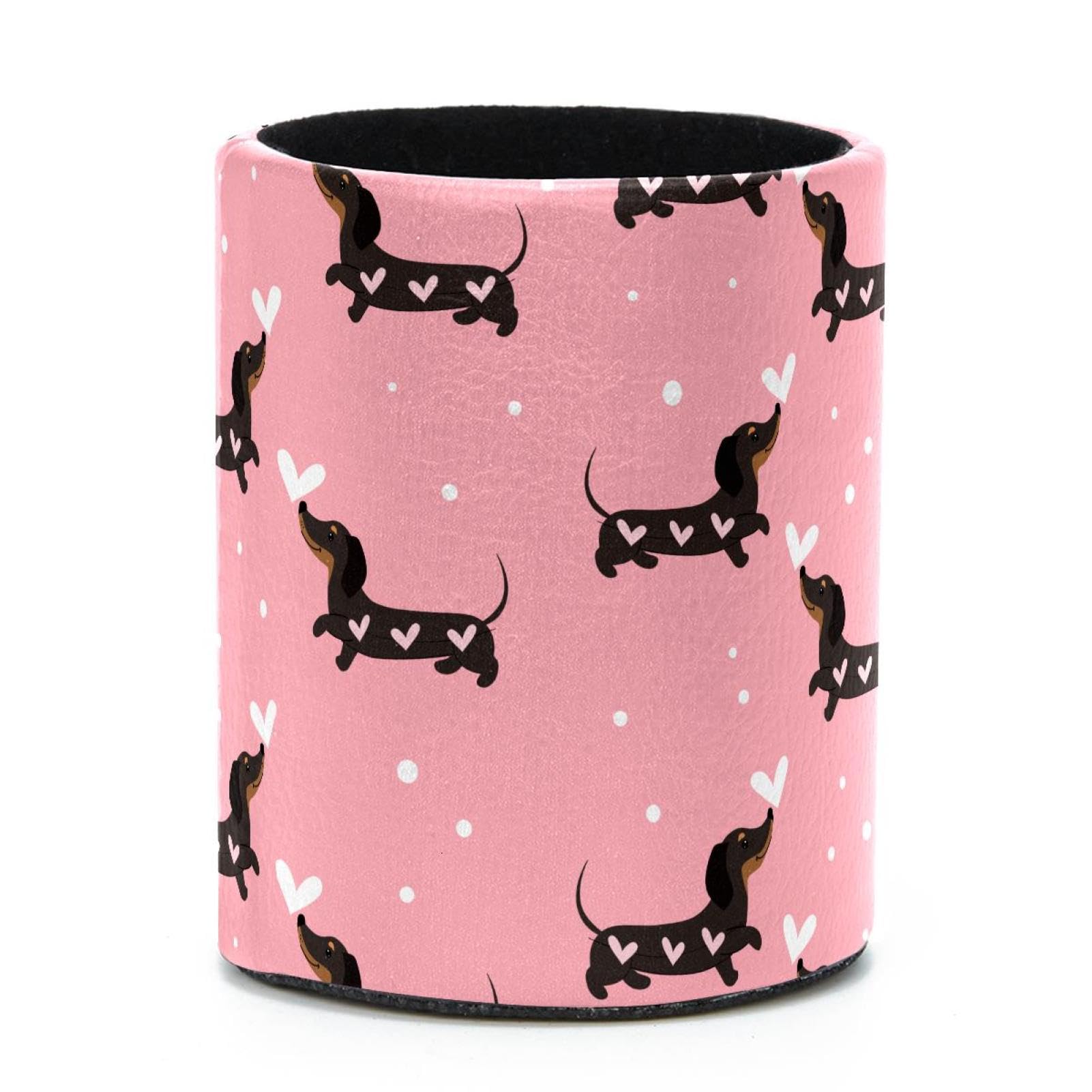 VAPOKF Round Pencil Holders for Desk, Dachshund Dogs Pen Holders Pen Pot Makeup Brushes Storage Desktop Stationery Supplies Organiser for Home Office