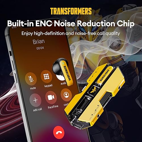 Miniatura 4 de Transformers TF-T01 Auriculares inalámbricos inalámbricos Bluetooth 5.4 auriculares con sonido de graves profundos con micrófono inteligente con