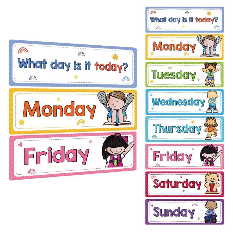 Amazon.com: Lachilly 8 Pcs Days of The Week Flashcards Subject Titles for Bulletin Board Boarder Headliners Classroom Decoration Teacher Teaching Aids : Toys & Games amazon-com-lachilly-8-pcs-days-of-the-week-flashcards-subject-titles-for-bulletin-board-boarder-headliners-classroom-decoration-teacher-teaching-aids-toys-games