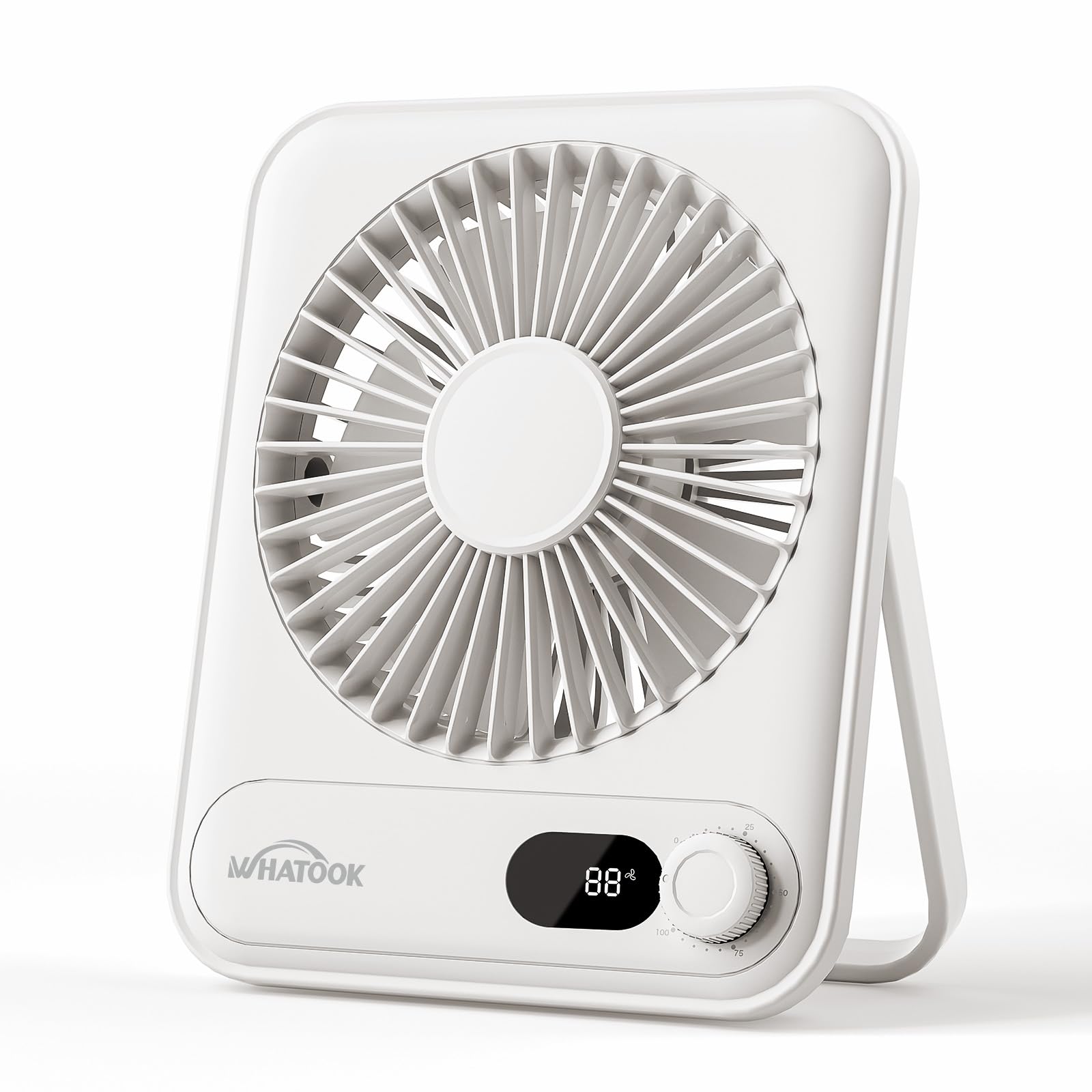 WHATOOK Piccolo ventilatore da tavolo Ventilatori personali: 2000 mah 10 ore batteria da ufficio silenzioso mini ventilatore da tavolo portatile ricaricabile essenziale da viaggio