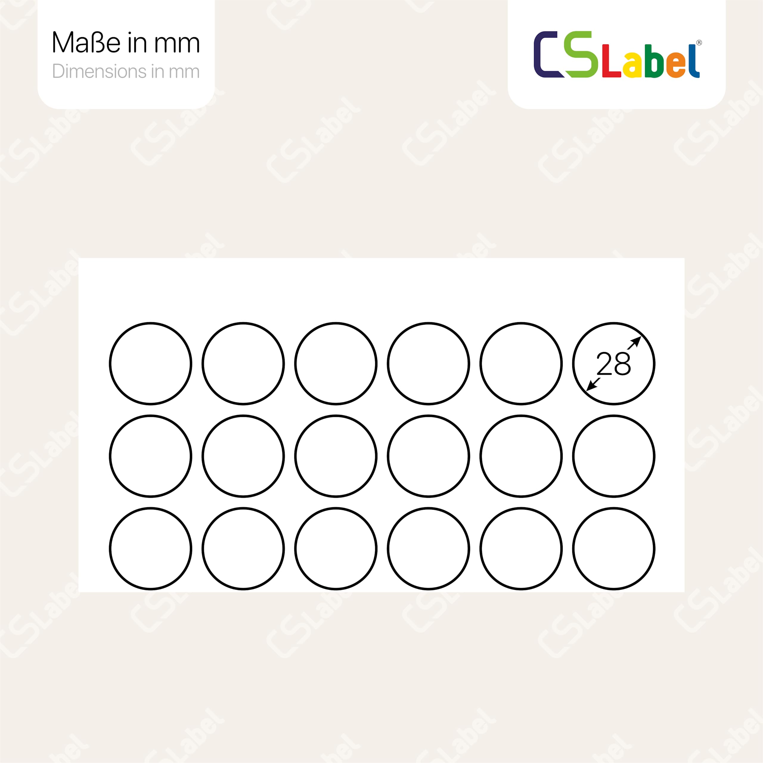 MADE IN GERMANY 1.840 Etiketten Rund 8mm - 5 Bögen Selbstklebend