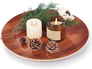 Yangbaga Acacia Wood Serving Tray: Round Serving Platter,11.5" Small Decorative Trays for Home Decor, Kitchen Counter, Coffee Table, Charcuterie Board for Party, Wedding, Housewarming