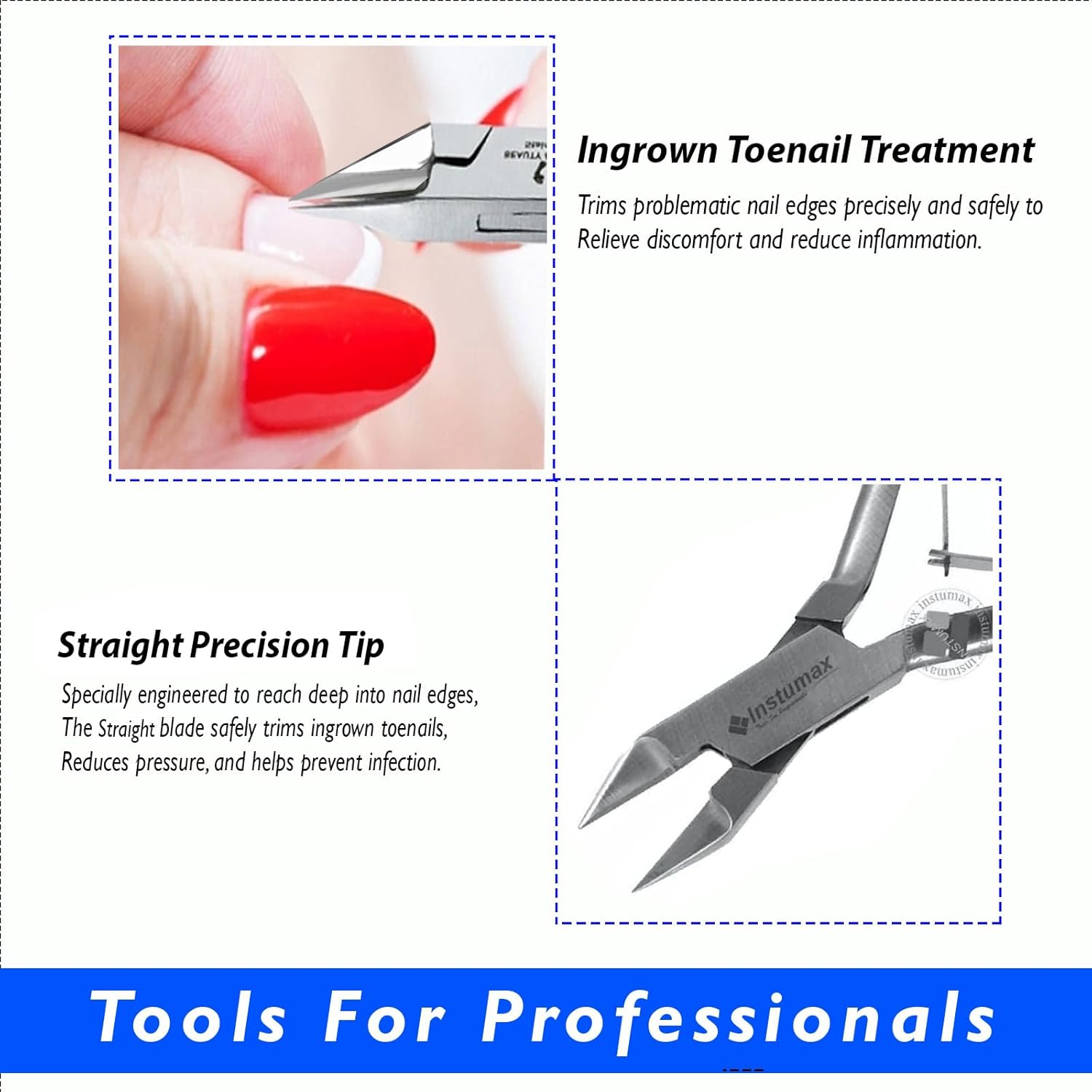 Professional Podiatry Instruments Toenail Clippers Ingrowing Remover Tools Set Nail Lifter, Ingrown Cutter Manicure, Pedicure
