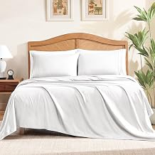 ClevaHome Sheet Set Queen Size, 4-Piece Bedding, Lightweight & Super Soft Easy Care Microfiber Shrinkage & Fade Resistant Bedding Set with 14 Deep Pockets Pearl White