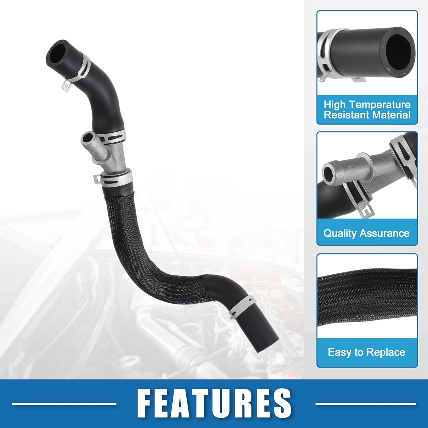 Engine Heater Hose Assembly No.5C3Z8075CB Radiator Overflow Hose for Ford F-250 Super Duty 2005-2007 Rubber Black