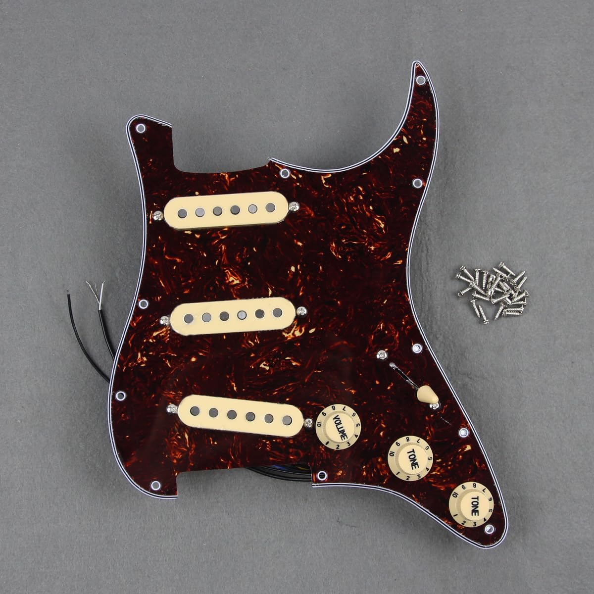 FLEOR Alnico 5 Prewired Pickguard 3 Single Coil Pickups Loaded Electric Guitar Pickguard-Brown Tortoise Shell