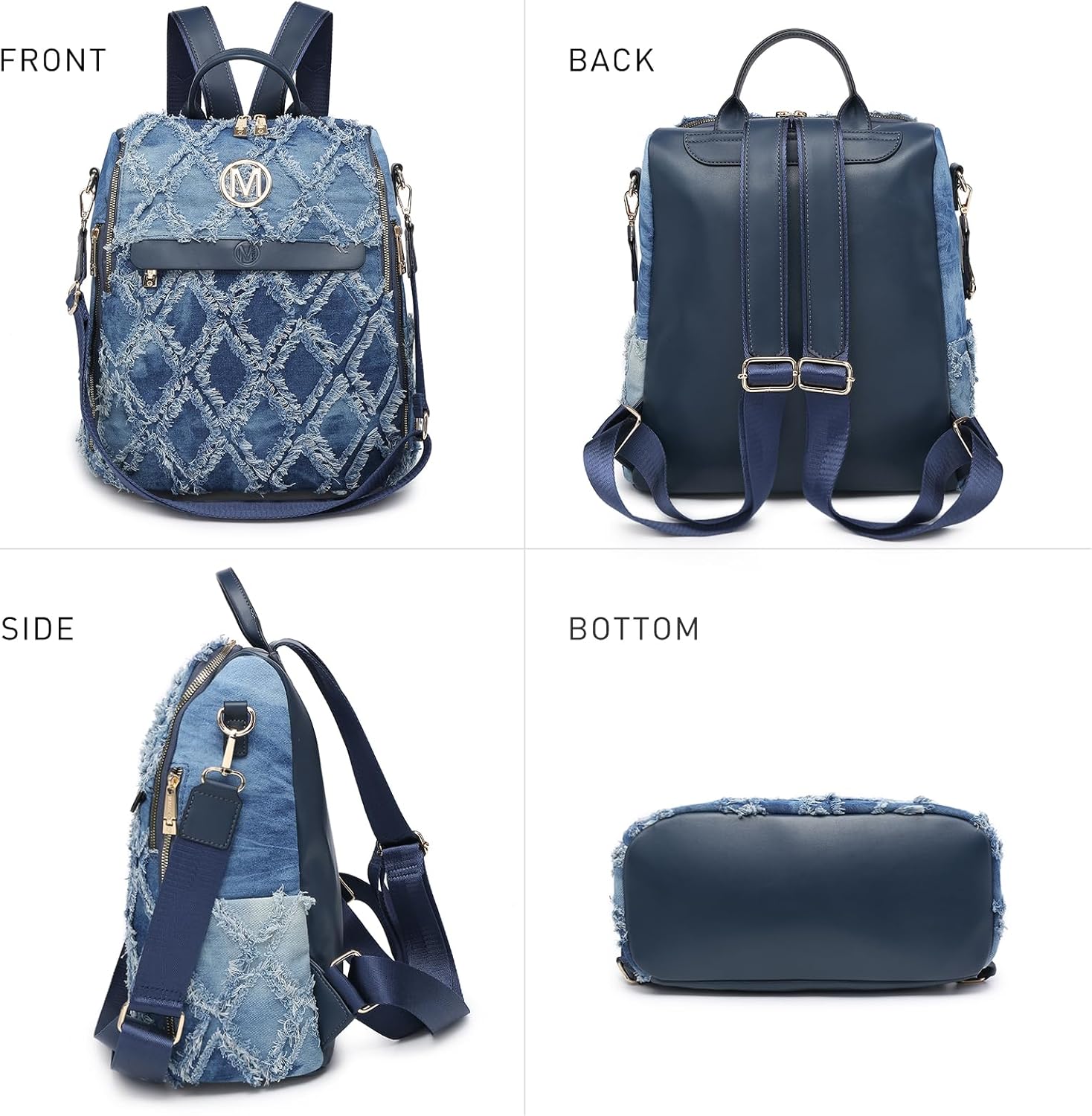 MKP Women Fashion Backpack Purse Jean Denim Handbag Anti-Theft Rucksack Travel College Shoulder Bag with Wristlet | Fashion, Purse, Handbag, Rucksack, Travel, College - Image 5