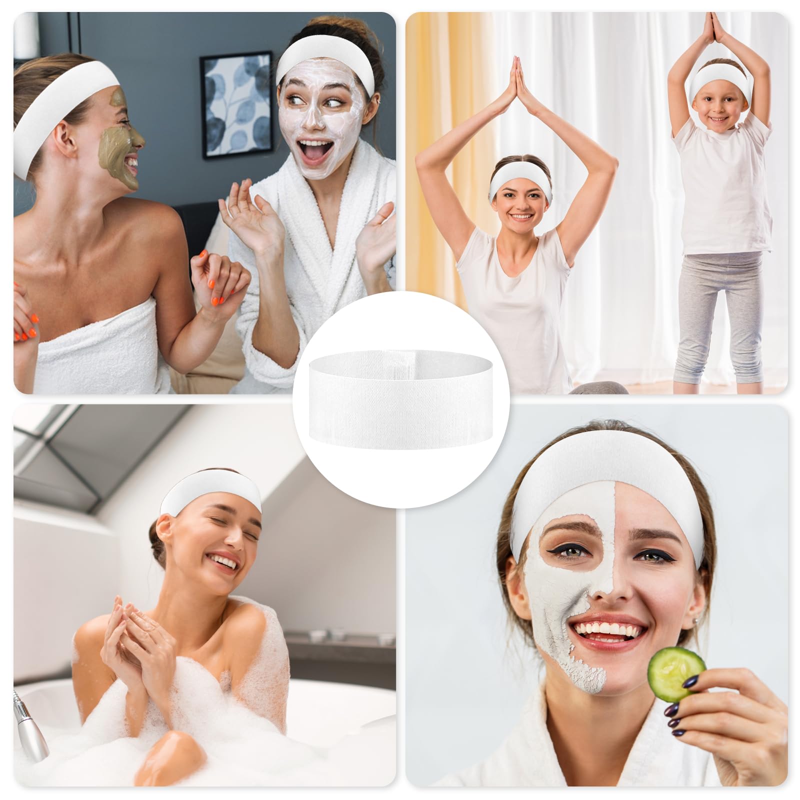 Qianyu Paquete de 40 diademas faciales desechables para spa, elásticas, suministros de esteticista, color suave, no tejido, envolventes, para maquillaje para mujeres y niñas, cuidado de la