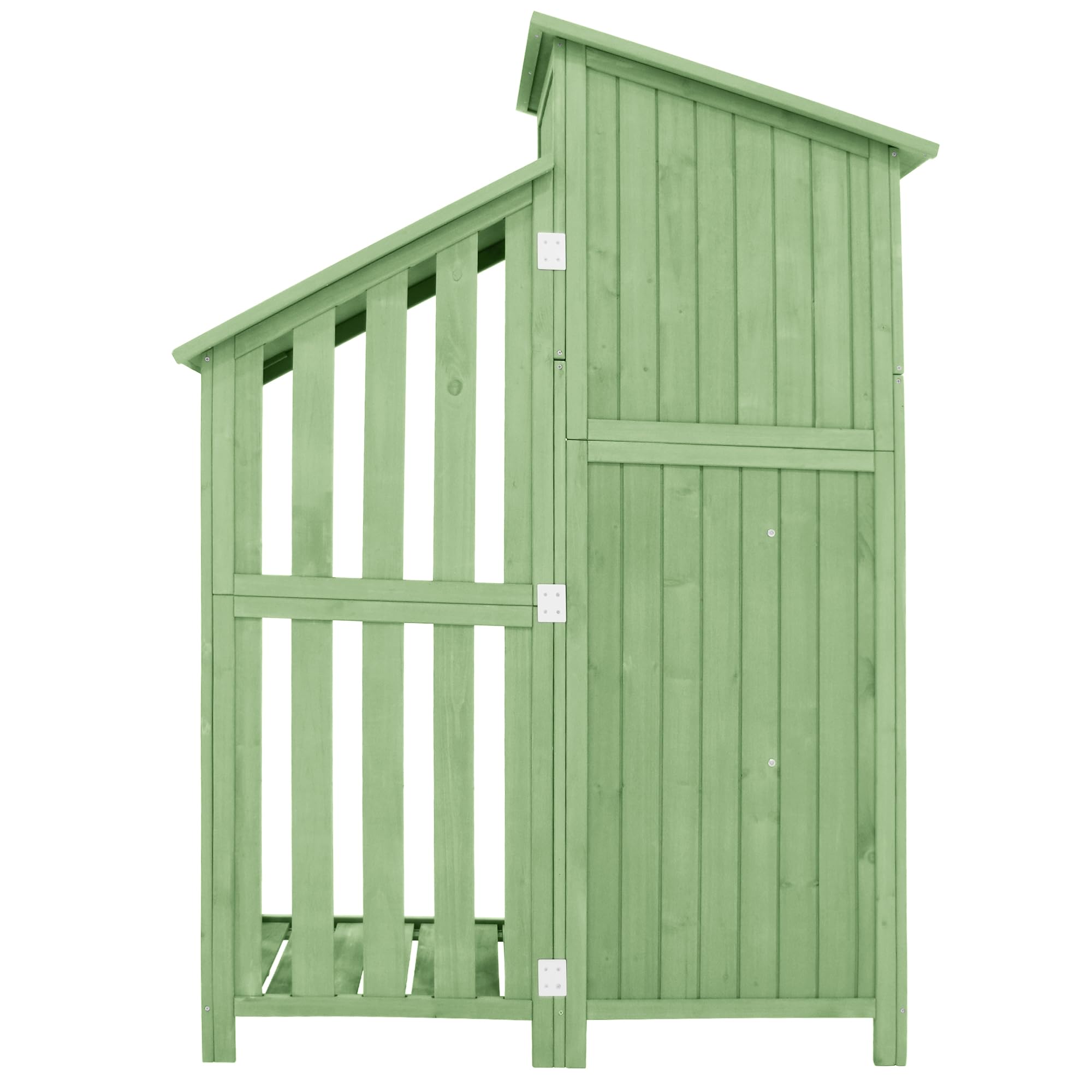 Gerätehaus Holz, Geräteschuppen, Outdoor Schrank 124x46x174cm, Geräteschrank mit Boden, Grün