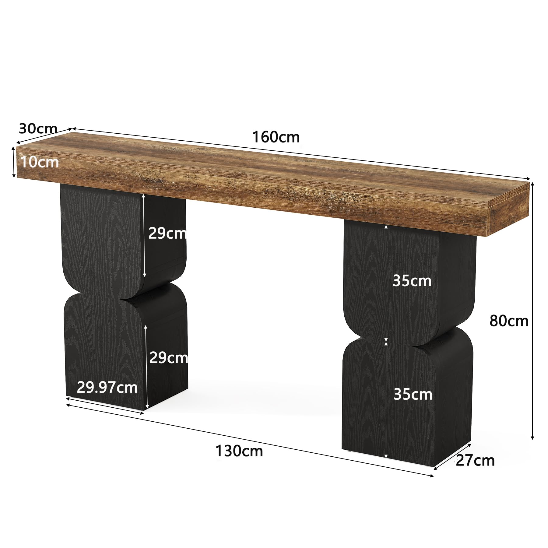 Tribesigns Stolik konsolowy 160 cm, wytrzymały wygląd, stolik do kanapy za sofą, kolorowy design, charakterystyczna struktura, nowoczesny stół wejściowy do przedpokoju, salonu, korytarza, foyer