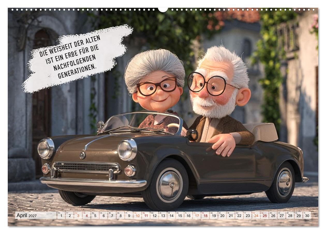 Oma und Opa - Sprüche über das Alter (Wandkalender 2027 DIN A2 quer), CALVENDO Monatskalender: Ein Kalender voller humorvoller Sprüche über das Älterwerden und das Leben. (CALVENDO Menschen)