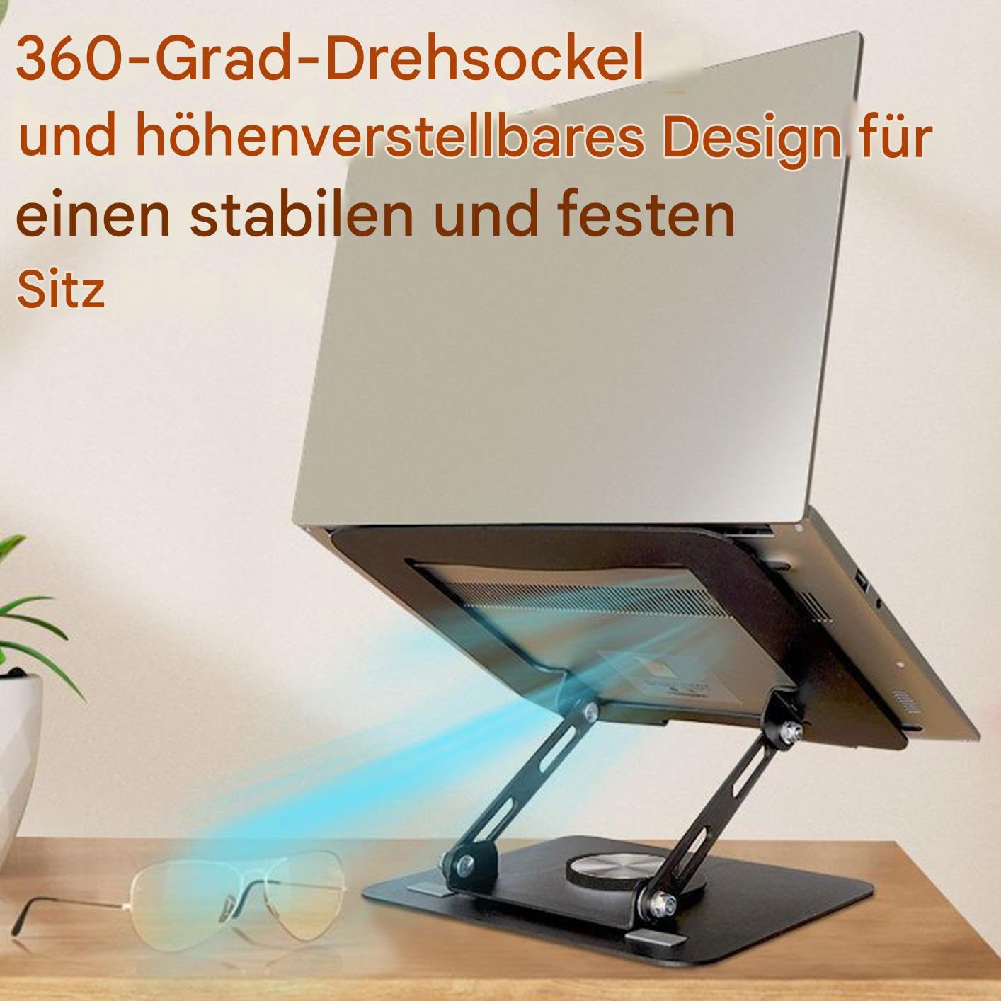 Supporto Regolabile Laptop Portatile Regolabile a Rotazione 360° Ergonomico | Supporto raffreddante notebook per Ufficio Domestico, Studio in Casa, Camera da , Soggiorno, Computer, Laptop