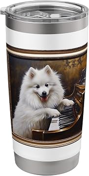 American Eskimo Dog Piano Stainless Steel Insulated Tumbler