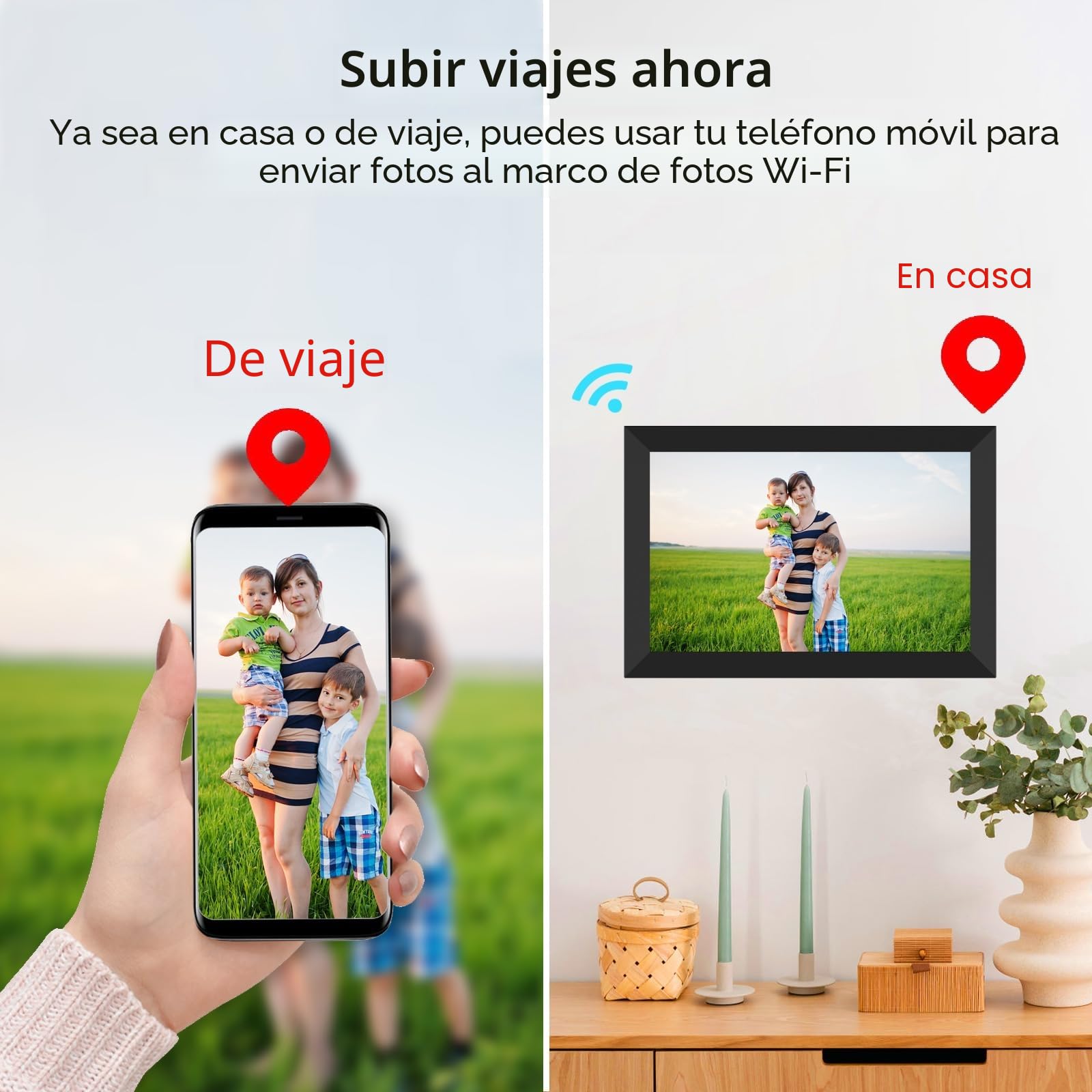 AKImart FRAMEO Marco de fotos digital WiFi 32GB Marco de fotos digital de 10,1 pulgadas 1280x800 IPS LCD-Touchscreen Smart Cloud-Fotorahmen Con rotación automática Comparte momentos al instante a
