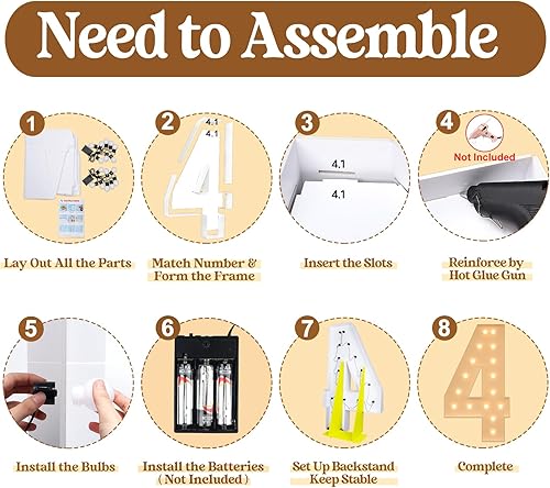 Miniatura 3 de Números de marquesina, globo de números iluminados grandes de 5 pies, números gigantes iluminados, números de mosaico para marco de globos para