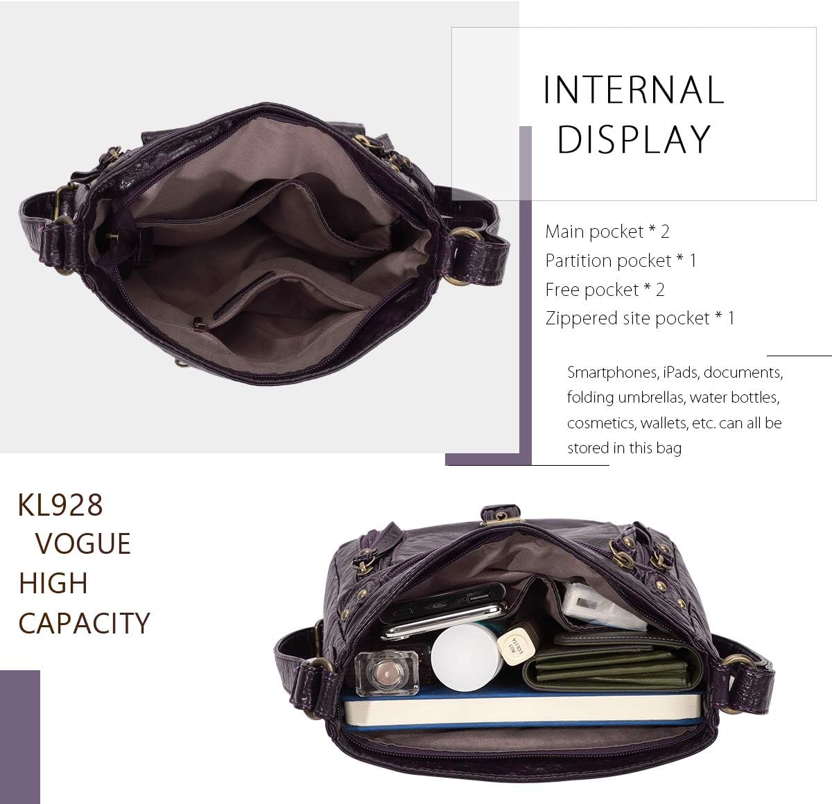 KL928 Crossbody Bags for Women Shoulder Purses and Handbags,Purple-2