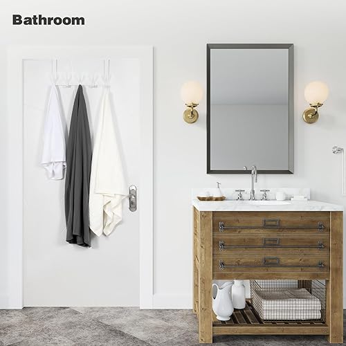 Vista 26 de Ganchos para colgar sobre la puerta, perchero para baño con 12 ganchos para colgar ropa, abrigos, toallas, se adapta a puertas de 1 3/4 pulgadas