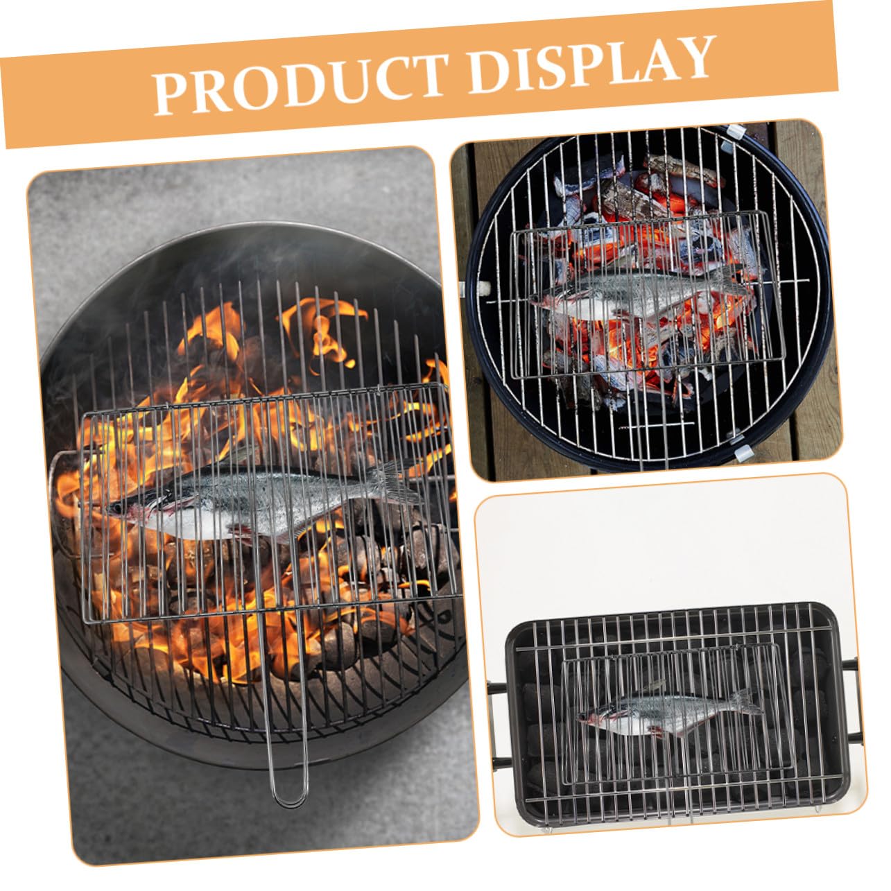 SUPVOX Cestello Griglia in Acciaio Inox 24x34 Cm per Barbecue, Supporto Verticale per Pesce, Carne e Verdure, Resistente Alte Temperature, Accessorio Versatile per Cucina Esterna e Campeggio