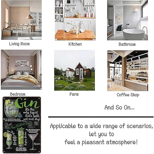 Miniatura 7 de Funny Metal Tin Signs Classic Gin Tonic Metal Sign Poster Wall Art for Dorm Home Garage Office Decor 8X12inch