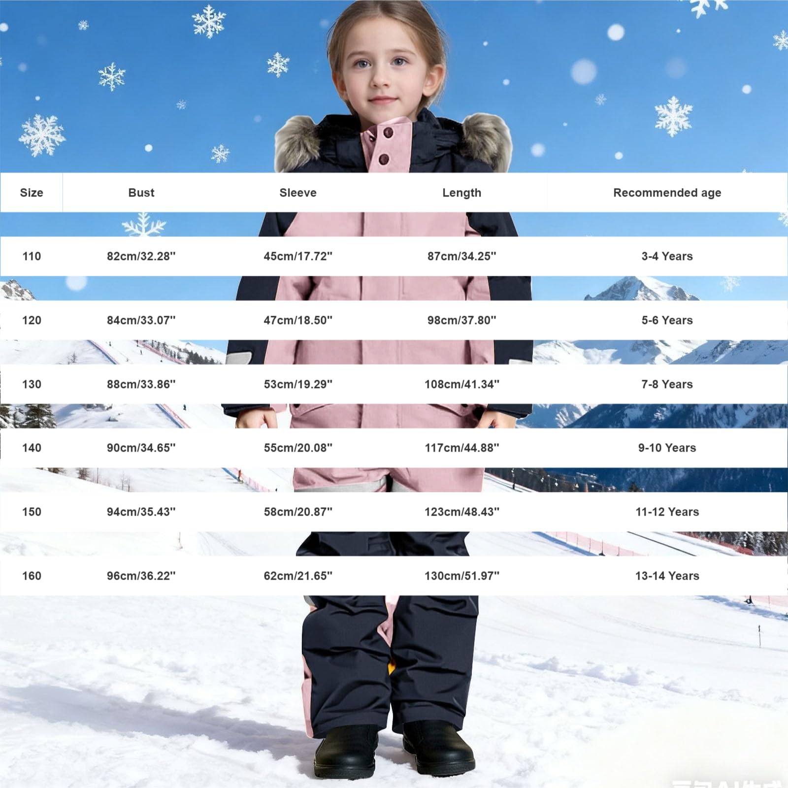 Generisch Mono de esquí unisex para niños, con capucha, traje de nieve, impermeable, transpirable, traje de esquí engrosado, cálido al aire libre, mono de lluvia, mono de nieve de una pieza, traje de