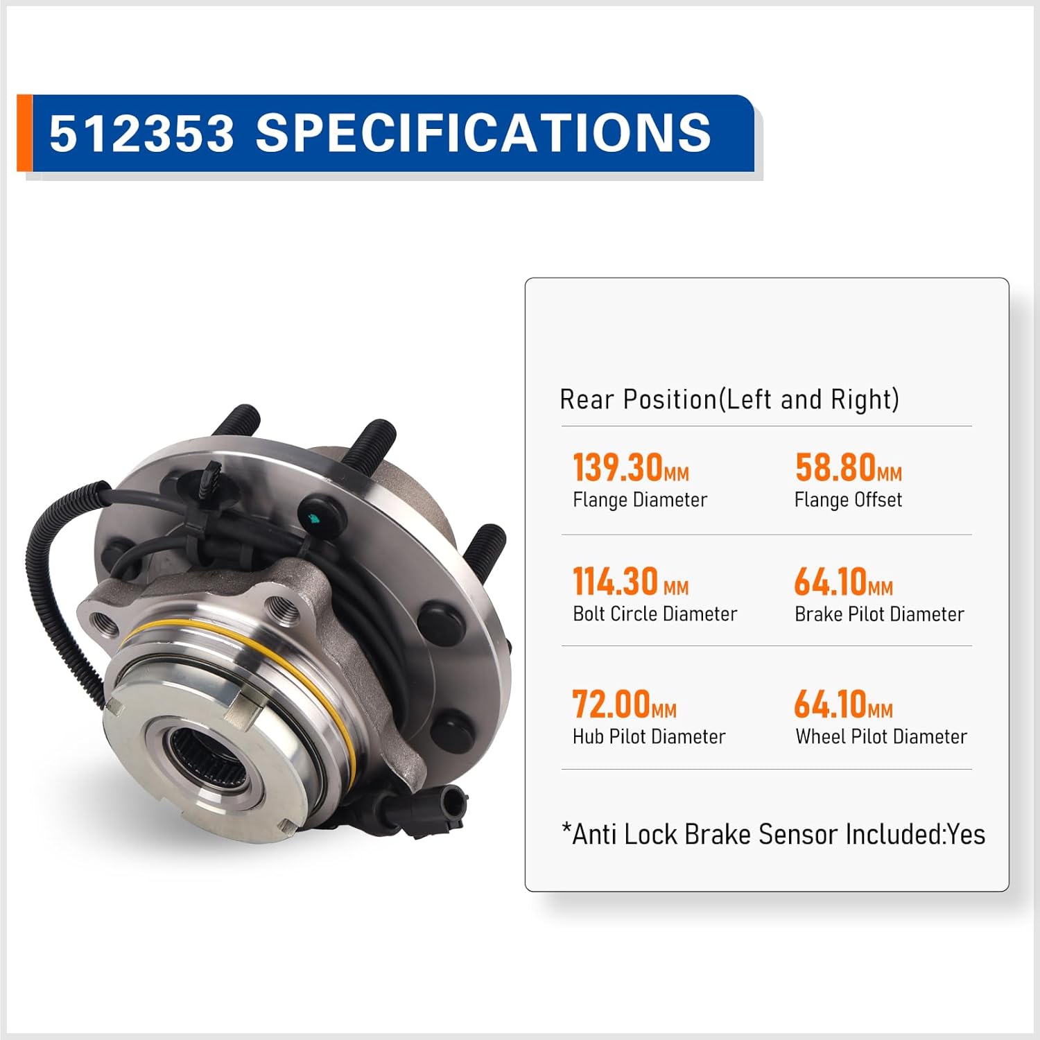 PAROD 512353 Rear Wheel Bearing & Hub Assembly Compatible with 2009-2014 Acura TSX, 2008-2012 Honda Accord 5Lugs Encoder ABS - Image 4